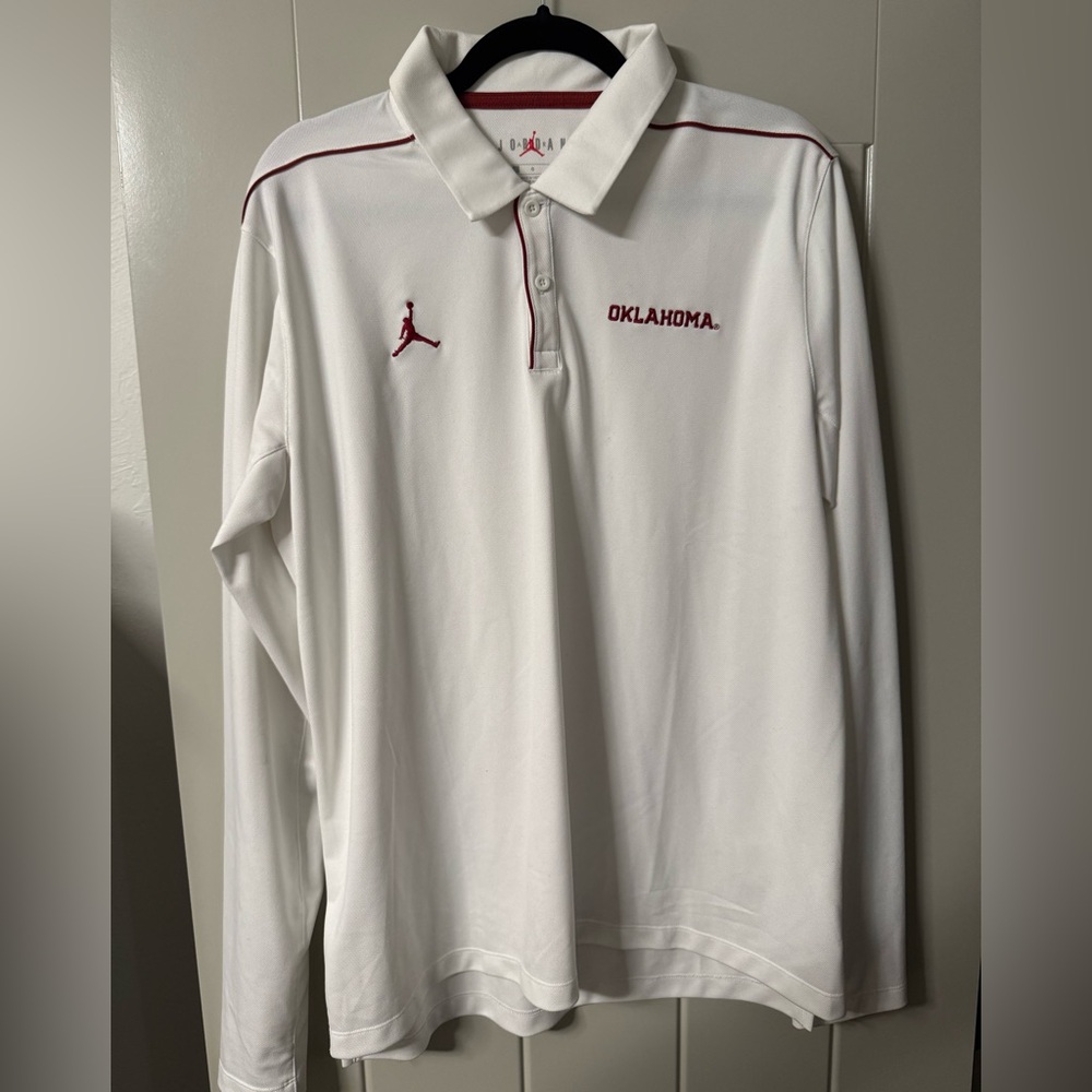 Jordan Oklahoma Sooners White and Red Performance Polo Shirt